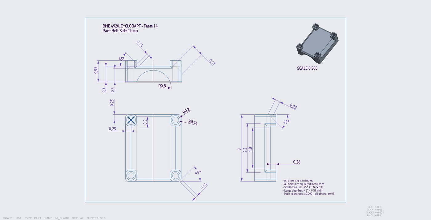 Engineering drawing: bolt-side clamp